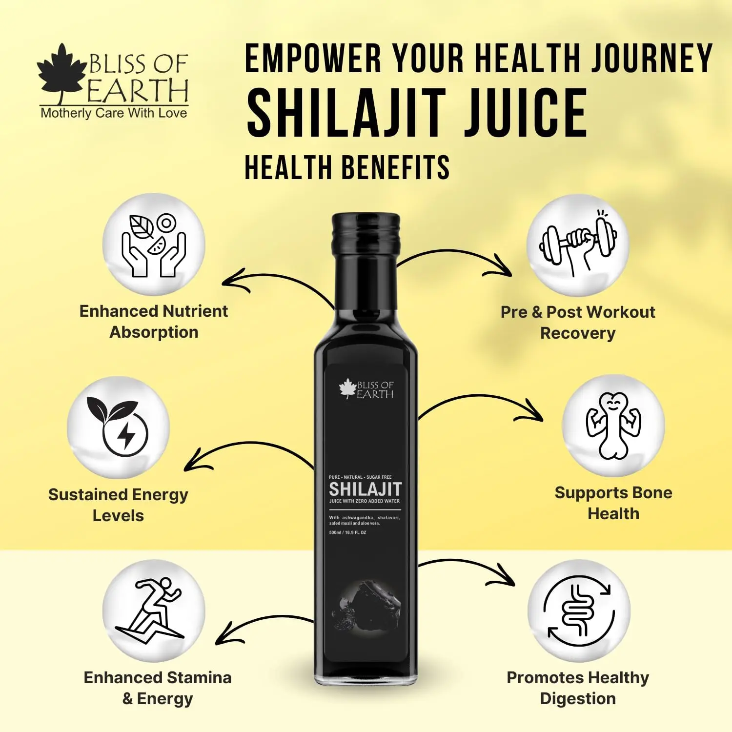 Bliss of Earth Shilajit juice is a pure Himalayan tonic rich in minerals and fulvic acid supporting energy, immunity, and natural detox.