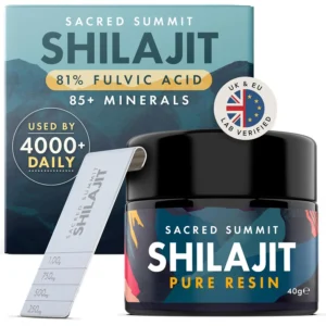Authentic shilajit resin harvested from pristine mountains, packaged in Miron glass to preserve freshness, providing energy, essential minerals, and detox support.