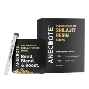 Individually wrapped Anecdote pure Himalayan Shilajit resin contains 75% fulvic acid and over 85 trace minerals to support energy, stamina, focus, and vitality.