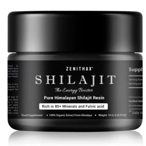 A jar of pure Himalayan shilajit resin, sustainably sourced and rich in fulvic acid, offers natural energy and supports overall wellness for both men and women.