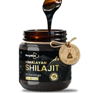 Dark, potent Himalayan Shilajit resin, a natural source of fulvic acid and trace minerals for vitality and well-being, presented in its traditional tar-like form.