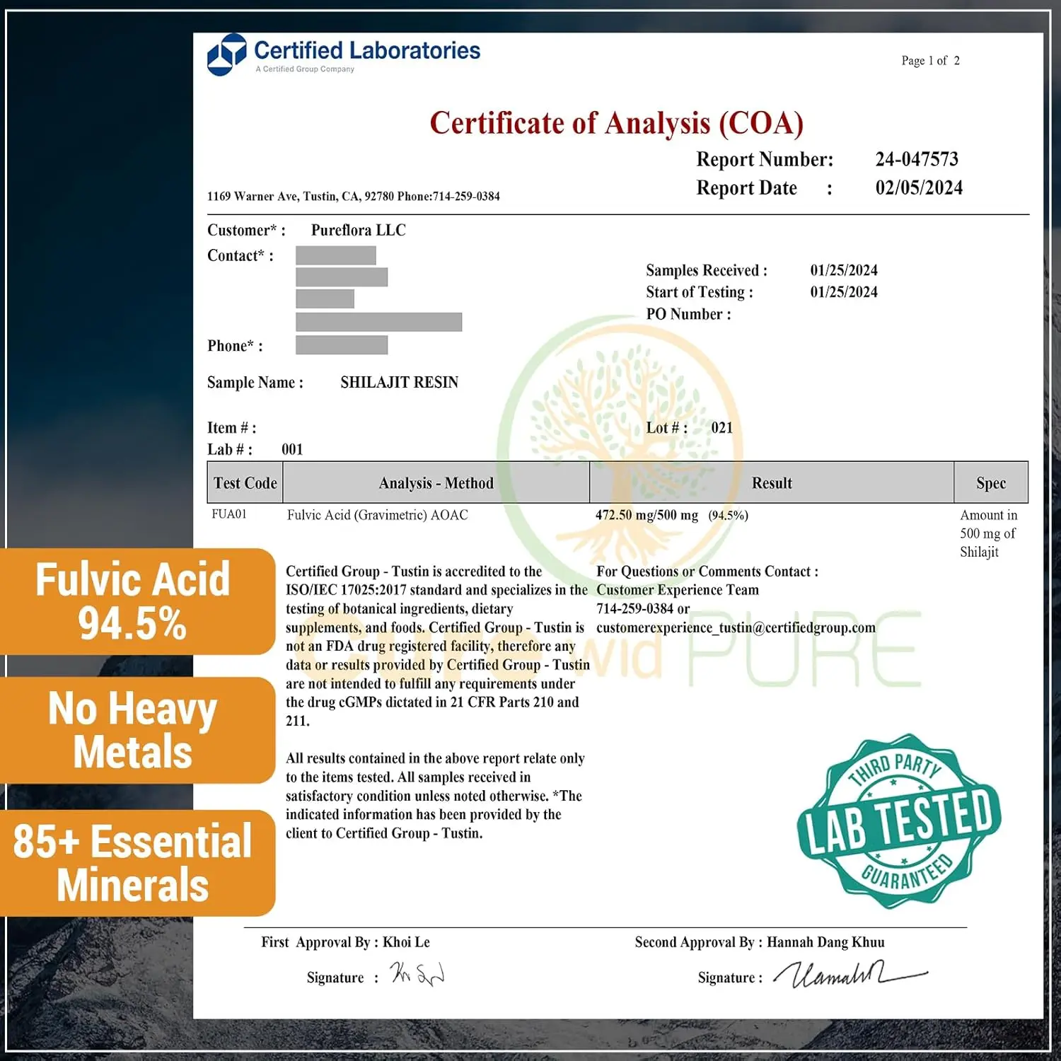 This is a close-up image of Cure wid Pure Himalayan Shilajit Resin, a dark, potent substance that has been USA lab tested and contains a high concentration of fulvic acid, with 60 servings for enhanced wellness.