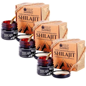 Bliss of Earth Shilajit resin, sun-dried for 90 days, offering natural energy and stamina support for men's health and overall well-being.