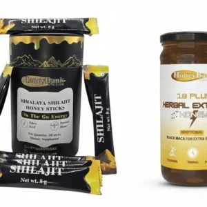 Shilajit sticks containing a pure herbal extract to support increased stamina, reduce fatigue, promote brain function, and enhance mental sharpness for busy lifestyles.