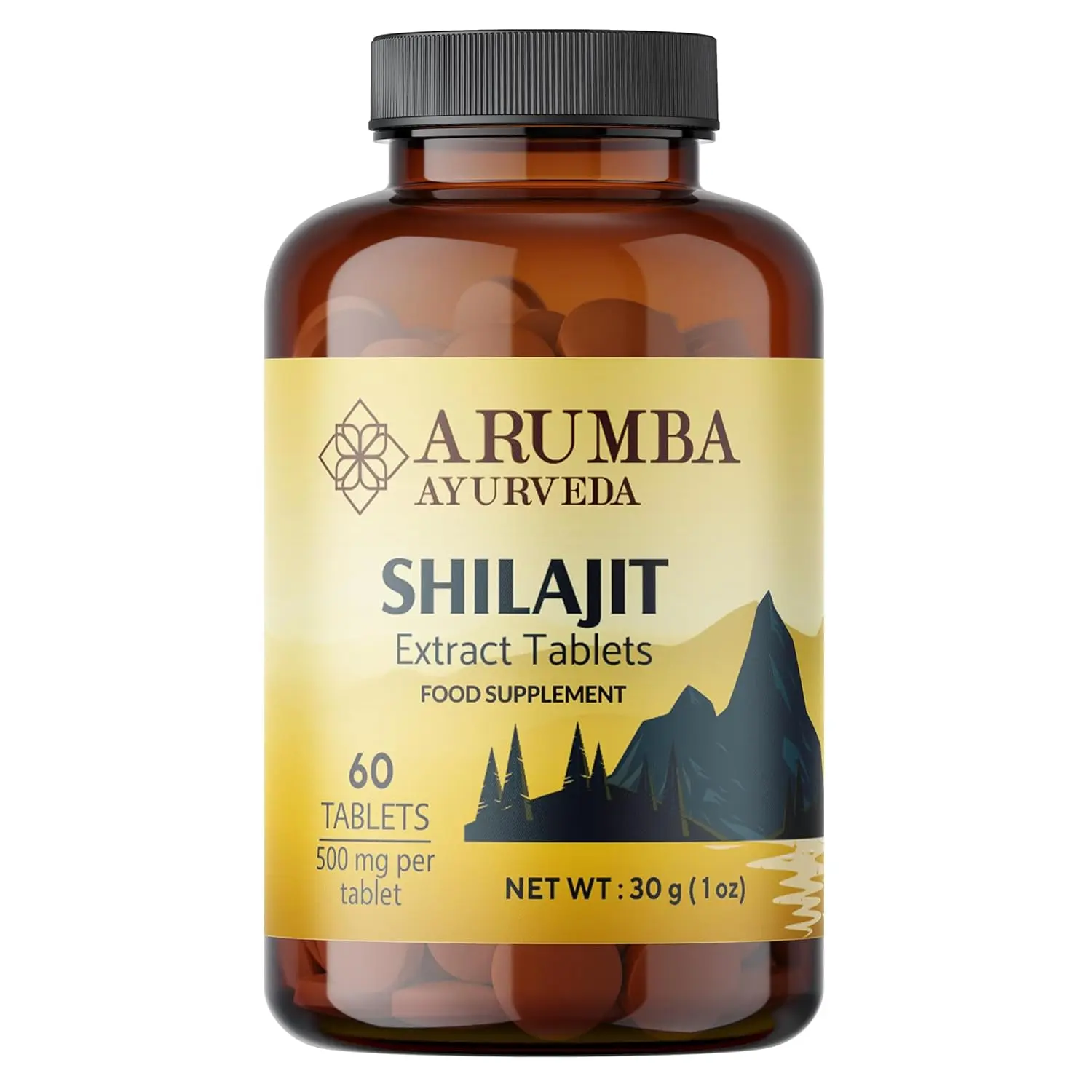 Arumba Shilajit tablets offer a potent 10000mg dose of pure Himalayan shilajit extract in a convenient tablet form, providing a 60-day supply of this powerful Ayurvedic supplement for both men and women.
