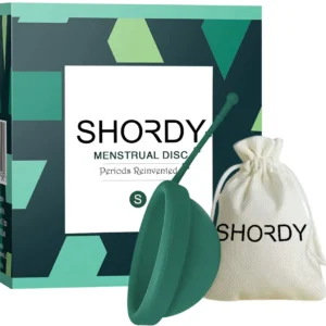 SHORDY reusable menstrual disc made of medical grade silicone, a comfortable and eco-friendly alternative to tampons, offering up to 12 hours of leak-free protection during your period.