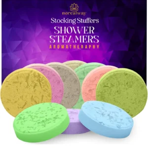 This aromatherapy shower steamers set includes ten shower bombs with essential oils for a relaxing at-home spa experience.