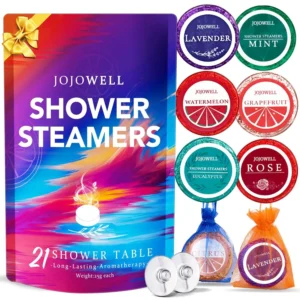 Indulge in a luxurious home spa experience with JoJowell aromatherapy shower steamers, infused with natural essential oils for relaxation and stress relief, the perfect self-care gift for women.