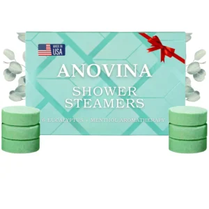 Anovina shower steamers with eucalyptus and menthol offer aromatherapy benefits and a soothing shower experience for women and men.