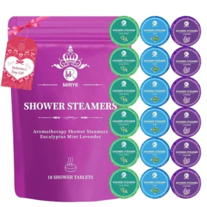 This 18-pack of shower steamers offers an aromatherapy spa experience with natural eucalyptus, lavender, and peppermint essential oils for relaxation and stress relief.