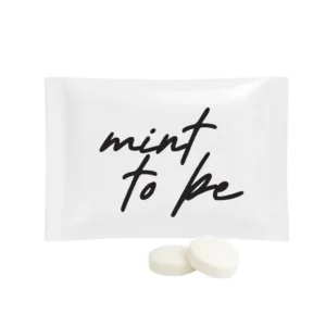 Individually wrapped peppermint mints made with real peppermint oil are perfect as wedding favors or bridal shower gifts.