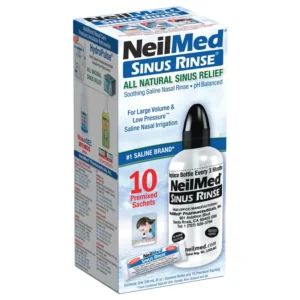 All natural sinus rinse kit with premixed packets for soothing nasal irrigation and daily nasal hygiene, safe for use during pregnancy.