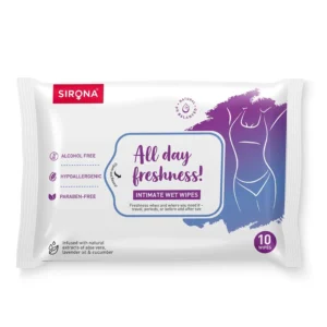 Sirona intimate wipes with aloe vera and fruit extracts for gentle and effective feminine hygiene, perfect for daily use and on-the-go freshness.