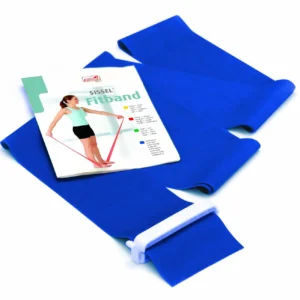 Green Sissel Fun Massager latex band for therapy, movement exercises, and muscle strength for all ages, measuring approximately 7.5cm x 2m and designed for progressive exercise.