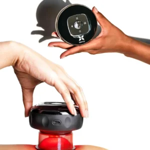 The REVO smart cupping massager combines heat, massage, red light therapy, and dynamic suction to reduce muscle tension, pain, and the appearance of cellulite.