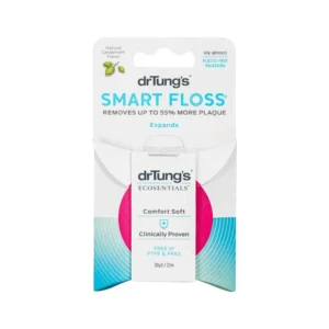 Dr Tung's Smart Floss effectively cleans between teeth and gums, removing up to 55% more plaque than regular floss.
