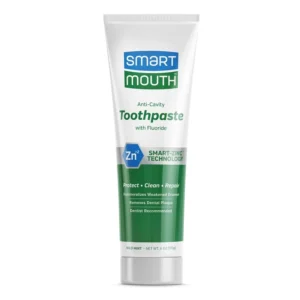 SmartMouth Premium Whitening Toothpaste with fluoride and zinc ion technology strengthens enamel, prevents cavities, gently whitens sensitive teeth, and freshens breath.