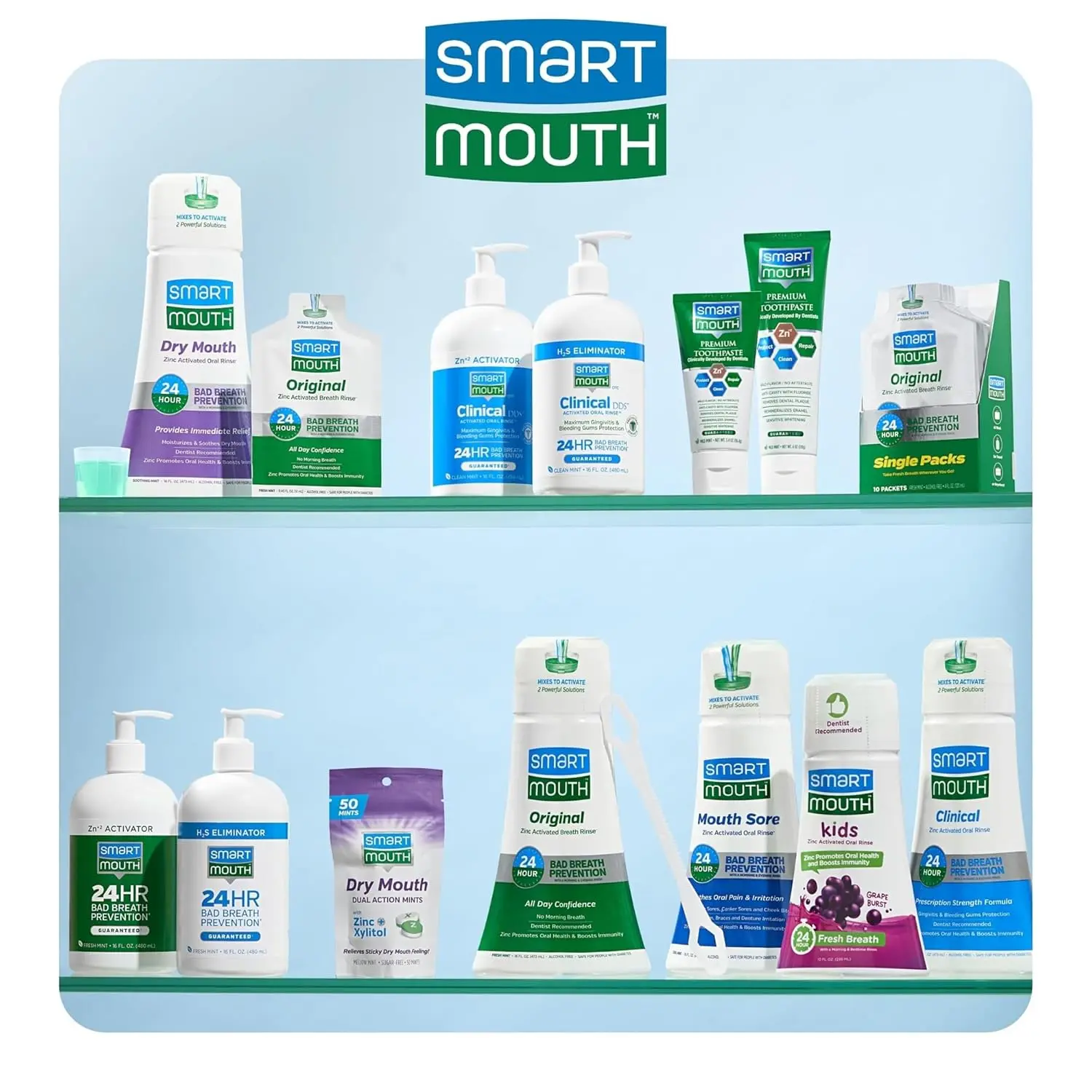SmartMouth Premium Whitening Toothpaste with fluoride and zinc ion technology strengthens enamel, prevents cavities, gently whitens sensitive teeth, and freshens breath.