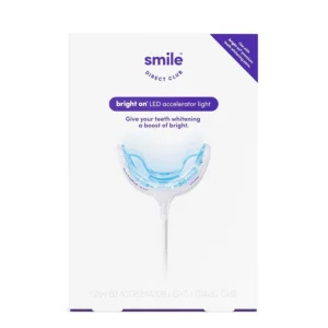 The SmileDirectClub LED teeth whitening accelerator light uses dentist-approved technology to quickly whiten teeth when used with SmileDirectClub whitening products.