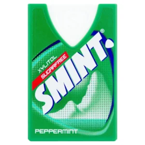 A single pack of Smint peppermint flavored sugar free mints for fresh breath.