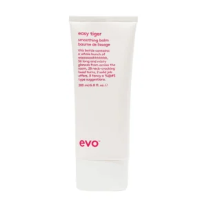 evo Easy Tiger smoothing balm conditions, smooths, and controls frizz, providing a soft hold for all hair types, even in humid weather.