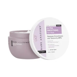 Bare Anatomy ultra smoothing hair mask helps restore moisture, repairs damaged hair and adds shine to dry, frizzy hair, formulated with omega fatty acids and phytosqualan.