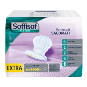 Soffisof Shaped Air Dry Extra pads offer discreet and reliable protection with a comfortable, body-hugging design.