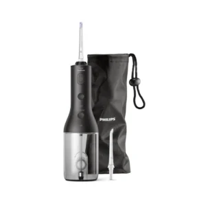 The Philips Sonicare Power Flosser 3000 in black uses Quad Stream technology to deliver faster, deeper cleaning between teeth and along the gumline with pulsing water jets.