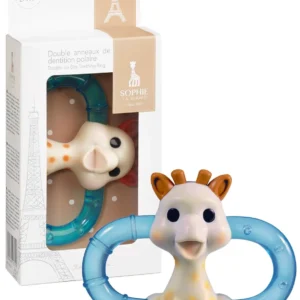 Sophie la Girafe Double Ice Bite Teething Ring provides cold and soothing relief for babies and toddlers ages 3 months and up.