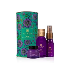 The SPA CEYLON Sleep Wellness Trio Set features Ayurvedic body care formulas with lavender to soothe and nourish skin for a restful bedtime routine.