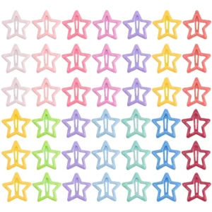 A set of 60 colorful star snap hair clips made of non-slip metal, perfect hair accessories for toddlers, girls, and women.