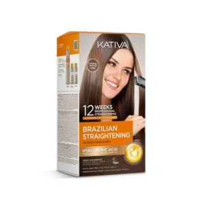 Kativa Brazilian straightening kit with shampoo and conditioner for up to twelve weeks of smooth, frizz-free hair at home.