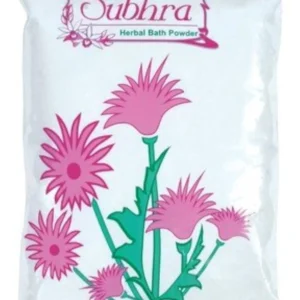 Subhra Herbal Bath Powder prevents clogged pores, dryness, and itching, leaving skin soft, smooth, bright, and protected from winter scaling, rashes, and allergies.
