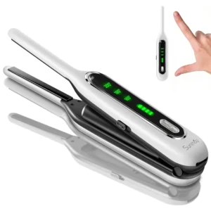 The Sunmay mini wireless straightener is a portable 2-in-1 hair and curling iron ideal for short hair and pixie cuts, featuring a rechargeable battery and travel-friendly design.