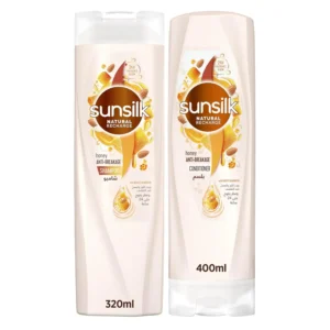 Sunsilk Honey Anti-Breakage shampoo and conditioner set with almond oil nourishes and helps prevent breakage for soft, smooth, healthy-looking hair.
