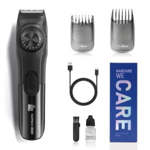This SUPRENT beard trimmer for men features adjustable settings, USB charging, and provides a smooth, fast, and gentle trimming experience for creating different beard styles.
