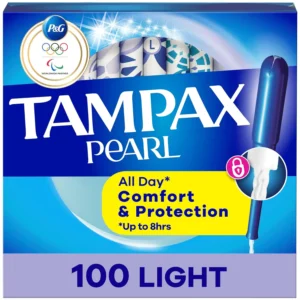Tampax Pearl Light absorbency tampons offer up to eight hours of comfortable, leak-free protection with a LeakGuard Braid and FormFit design, expanding to your individual shape.