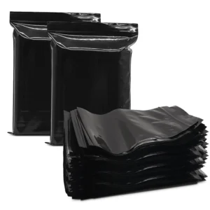 This package includes 200 small, black, opaque tampon disposal bags perfect for discreetly disposing of feminine hygiene products like pads and liners.