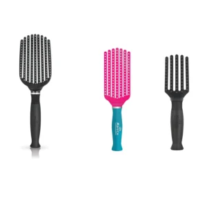The KareCo Tangle Buster detangling brush set includes a full-size black brush and a mini travel size brush, designed to gently detangle all hair types from straight to 4c.