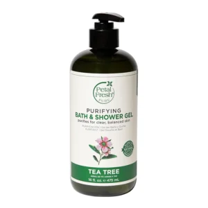 Petal Fresh Tea Tree body wash infused with essential oils for purifying and invigorating daily cleansing, embodying ancient Australian healing traditions.