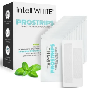 intelliWHiTE Prostrips safely whiten teeth up to 12 shades with a zero sensitivity formula that hydrates and helps mineralize enamel.