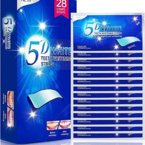 Close-up of teeth whitening strips, included for a convenient teeth cleaning at home.