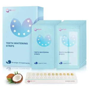 Achieve a confident, whiter smile with these enamel-safe teeth whitening strips formulated with coconut oil, gentle enough for sensitive teeth, and effective for removing stains.