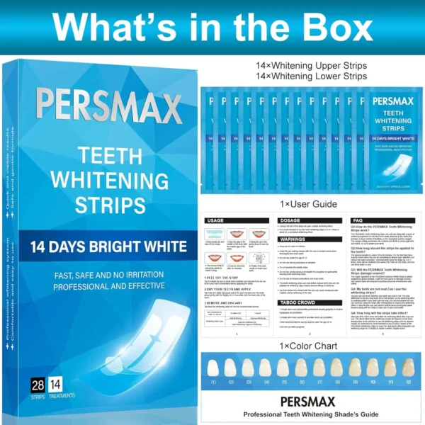 Persmax Teeth Whitening Strips for Sensitive Teeth, 14 Treatments