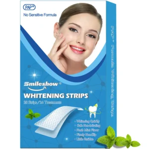 SMILESHOW PAP+ teeth whitening strips gently and effectively remove stains, offering a convenient, enamel-safe solution for sensitive teeth at home.