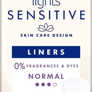 Six packs of TENA normal flow liners, offering discreet, fast-absorbing protection with a breathable design for sensitive skin and odour control.