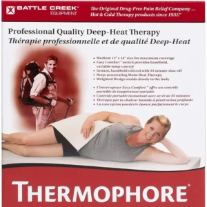 The Thermophore moist heating pad delivers intense, penetrating heat for maximum comfort and pain relief on your back, shoulders, knees, and hips.