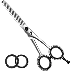 Candure professional thinning scissors are made of stainless steel and can be used on men, women, children, and pets.