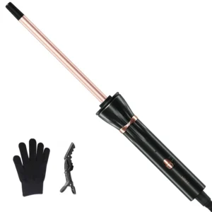 This is a 3/8 inch tiny curling iron and 9mm small curling wand with a ceramic barrel, designed for creating tight curls on short and long hair.