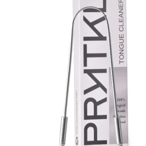 This stainless steel tongue cleaner, crafted in India from surgical-grade steel, effectively removes plaque and bacteria for fresher breath.